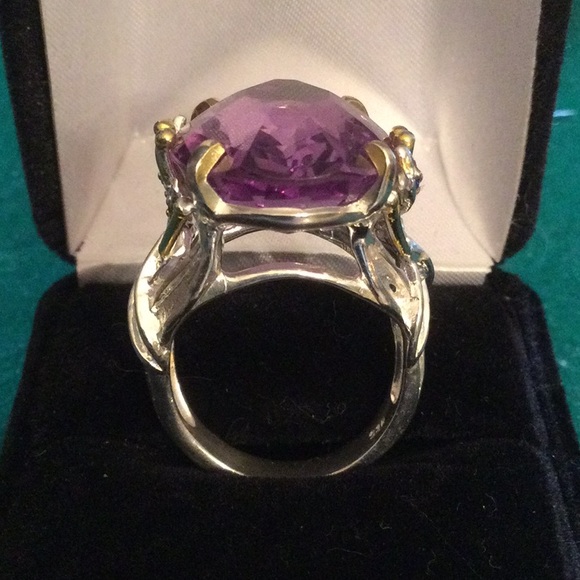 Extra Fancy Cut AAA+ Genuine Amethyst 25 CTW Ring - Picture 9 of 13
